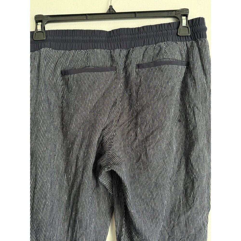 Athleta Womens 12 Blue Stripe Bali Linen Pants Trouser Coastal Vacation Nautical - Picture 4 of 8